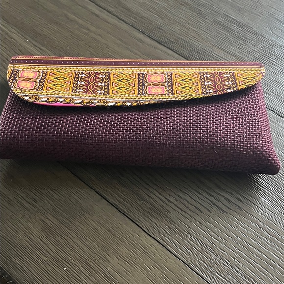 Handbags - Elegant Purple Clutch with Ethnic Pattern